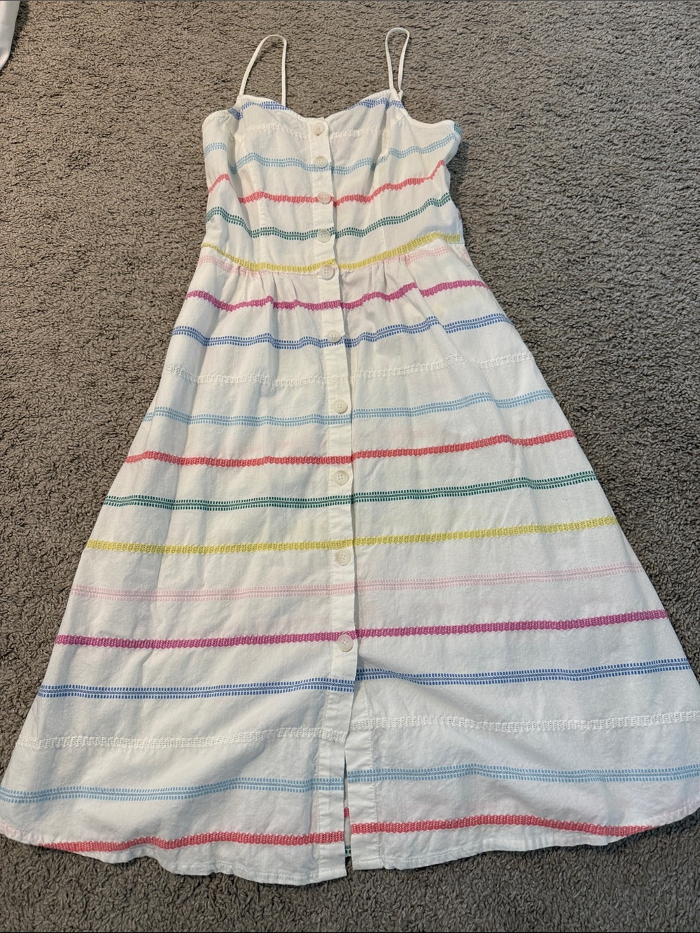 Joules White Maxi Dress with Multicolor Stripes